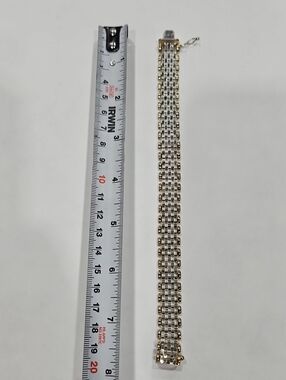 Vintage Italian [Sterling Silver 925 / 14K Gold / 18K Gold] Two-Tone Mesh Bracel